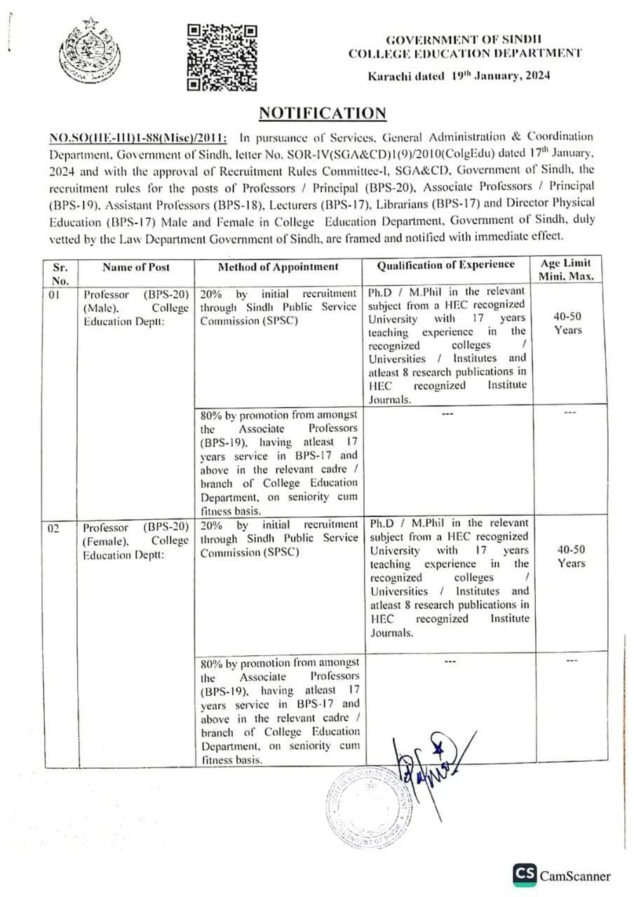 Recruitment Rules Notification Page 1